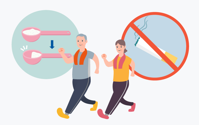 減塩、禁煙、適度な運動のイラスト